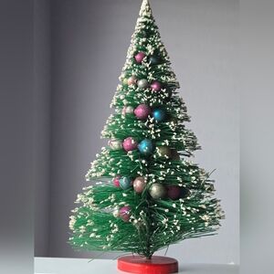 Vintage 11.5" Bottle Brush Christmas Tree Mercury Glass 1950s